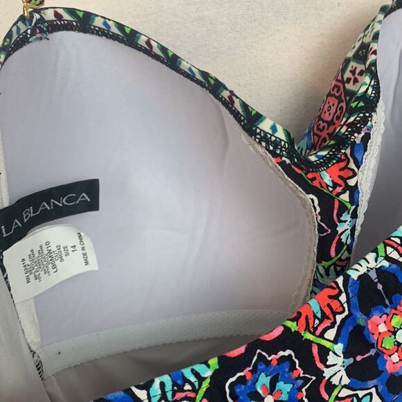 La Blanca womens 14 large one piece swimsuit bathing multicolor halter padded sl - Picture 8 of 10